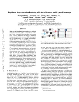 Legislator Representation Learning with Social Context and Expert
  Knowledge