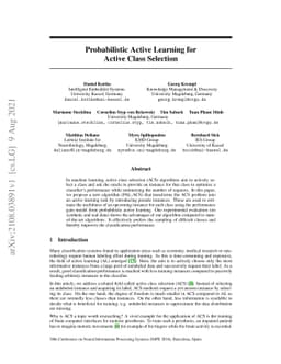 Probabilistic Active Learning for Active Class Selection
