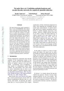 Not quite there yet: Combining analogical patterns and encoder-decoder
  networks for cognitively plausible inflection