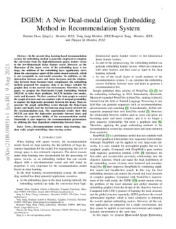 DGEM: A New Dual-modal Graph Embedding Method in Recommendation System