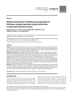Machine learning for modeling the progression of Alzheimer disease
  dementia using clinical data: a systematic literature review