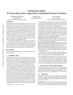 Scaling New Peaks: A Viewership-centric Approach to Automated Content
  Curation