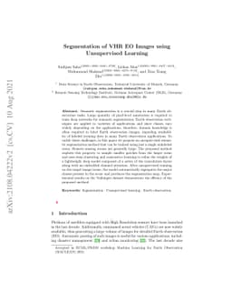 Segmentation of VHR EO Images using Unsupervised Learning