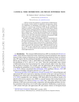 Canonical Noise Distributions and Private Hypothesis Tests