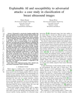 Explainable AI and susceptibility to adversarial attacks: a case study
  in classification of breast ultrasound images