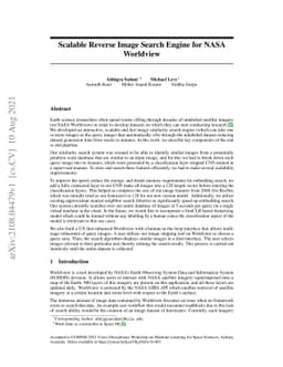 Scalable Reverse Image Search Engine for NASAWorldview