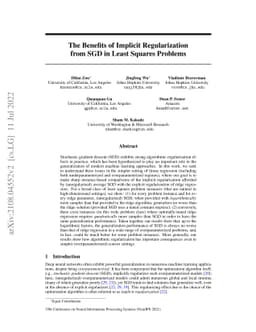 The Benefits of Implicit Regularization from SGD in Least Squares
  Problems