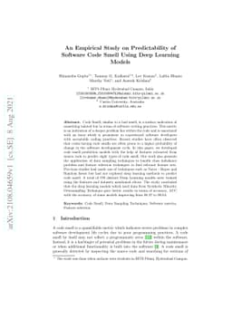 An Empirical Study on Predictability of Software Code Smell Using Deep
  Learning Models