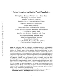 Active Learning for Saddle Point Calculation