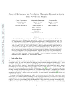 Spectral Robustness for Correlation Clustering Reconstruction in
  Semi-Adversarial Models