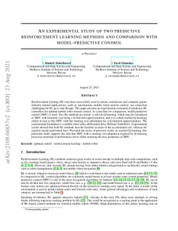An experimental study of two predictive reinforcement learning methods
  and comparison with model-predictive control
