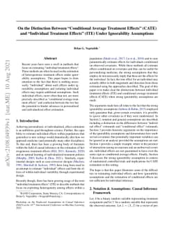 On the Distinction Between "Conditional Average Treatment Effects"
  (CATE) and "Individual Treatment Effects" (ITE) Under Ignorability
  Assumptions