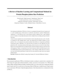 A Brief Review of Machine Learning Techniques for Protein
  Phosphorylation Sites Prediction