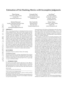 Estimation of Fair Ranking Metrics with Incomplete Judgments