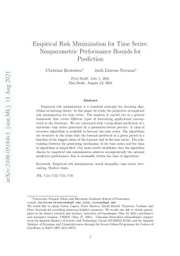 Empirical Risk Minimization for Time Series: Nonparametric Performance
  Bounds for Prediction
