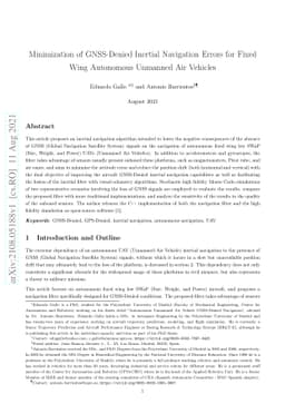 Minimization of GNSS-Denied Inertial Navigation Errors for Fixed Wing
  Autonomous Unmanned Air Vehicles