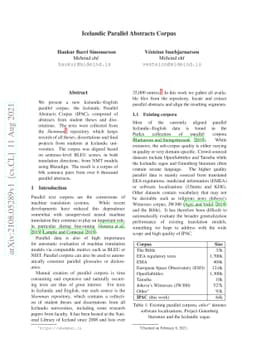 Icelandic Parallel Abstracts Corpus