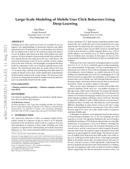 Large-Scale Modeling of Mobile User Click Behaviors Using Deep Learning