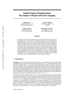 Implicit Sparse Regularization: The Impact of Depth and Early Stopping