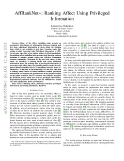 AffRankNet+: Ranking Affect Using Privileged Information