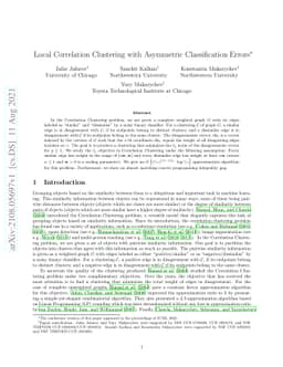 Local Correlation Clustering with Asymmetric Classification Errors