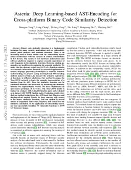 Asteria: Deep Learning-based AST-Encoding for Cross-platform Binary Code
  Similarity Detection