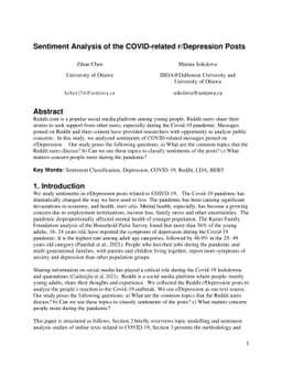 Sentiment Analysis of the COVID-related r/Depression Posts