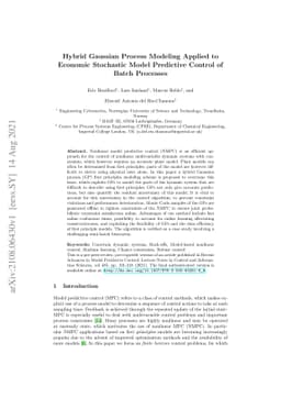 Hybrid Gaussian Process Modeling Applied to Economic Stochastic Model
  Predictive Control of Batch Processes
