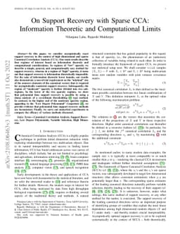 On Support Recovery with Sparse CCA: Information Theoretic and
  Computational Limits