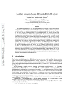 MatSat: a matrix-based differentiable SAT solver