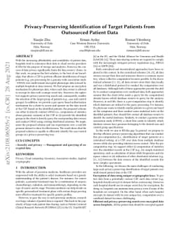 Privacy-Preserving Identification of Target Patients from Outsourced
  Patient Data
