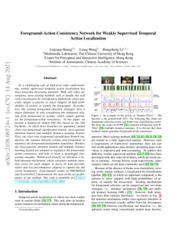 Foreground-Action Consistency Network for Weakly Supervised Temporal
  Action Localization
