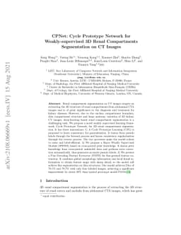 CPNet: Cycle Prototype Network for Weakly-supervised 3D Renal
  Compartments Segmentation on CT Images