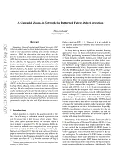 A Cascaded Zoom-In Network for Patterned Fabric Defect Detection