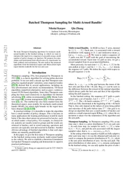Batched Thompson Sampling for Multi-Armed Bandits