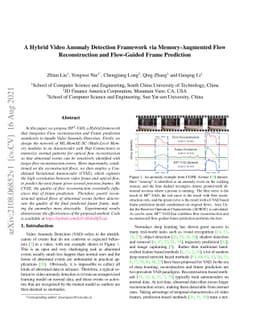 A Hybrid Video Anomaly Detection Framework via Memory-Augmented Flow
  Reconstruction and Flow-Guided Frame Prediction