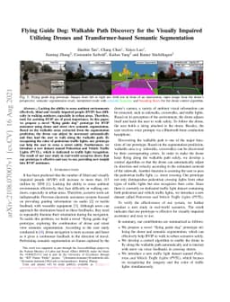 Flying Guide Dog: Walkable Path Discovery for the Visually Impaired
  Utilizing Drones and Transformer-based Semantic Segmentation