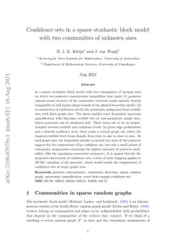 Confidence sets in a sparse stochastic block model with two communities
  of unknown sizes