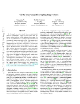 On the Importance of Encrypting Deep Features