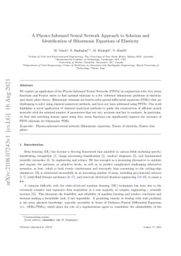 A Physics Informed Neural Network Approach to Solution and
  Identification of Biharmonic Equations of Elasticity