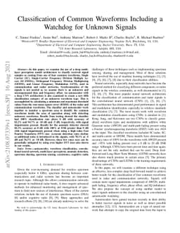 Classification of Common Waveforms Including a Watchdog for Unknown
  Signals