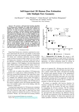 Self-Supervised 3D Human Pose Estimation with Multiple-View Geometry