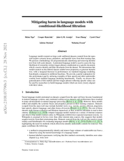 Mitigating harm in language models with conditional-likelihood
  filtration