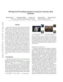 Self-Supervised Visual Representations Learning by Contrastive Mask
  Prediction