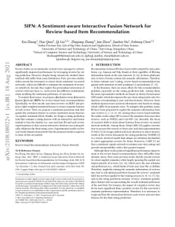 SIFN: A Sentiment-aware Interactive Fusion Network for Review-based Item
  Recommendation
