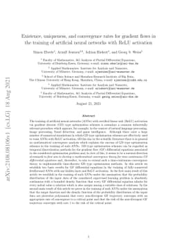 Existence, uniqueness, and convergence rates for gradient flows in the
  training of artificial neural networks with ReLU activation