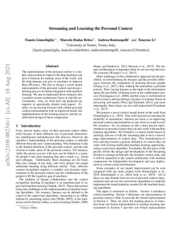 Streaming and Learning the Personal Context