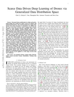 Scarce Data Driven Deep Learning of Drones via Generalized Data
  Distribution Space