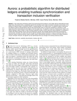 Aurora: a probabilistic algorithm for distributed ledgers enabling
  trustless synchronization and transaction inclusion verification