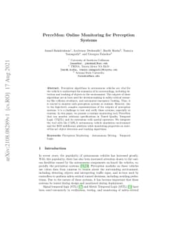 PerceMon: Online Monitoring for Perception Systems